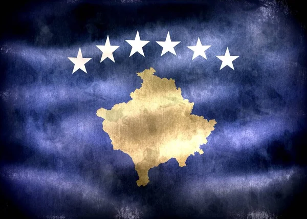 Ilustración Una Bandera Kosovo Bandera Tela Ondeante Realista —  Fotos de Stock