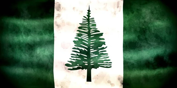 Drapeau Norfolk Island Drapeau Réaliste Tissu Ondulé — Photo