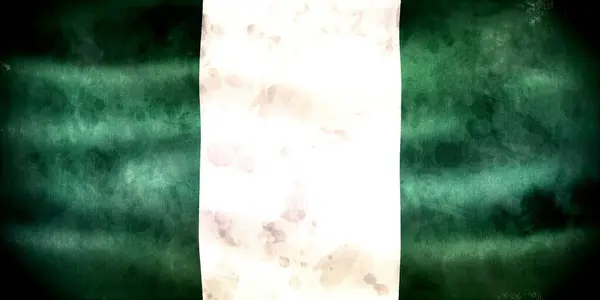 Nigeria Flagga Realistisk Vinka Tyg Flagga — Stockfoto