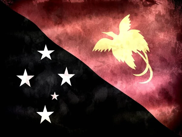 Bandeira Papua Nova Guiné Bandeira Tecido Ondulante Realista — Fotografia de Stock
