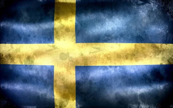 Bandeira Suécia Bandeira Tecido Acenar Realista — Fotografia de Stock