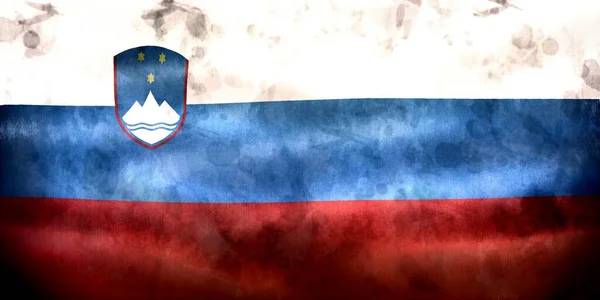 Illustrazione Una Bandiera Slovena Bandiera Tessuto Sventolante Realistica — Foto Stock