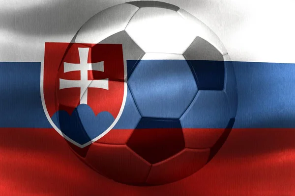 Slovakien Flagga Med Fotboll Rör Sig Vinden — Stockfoto