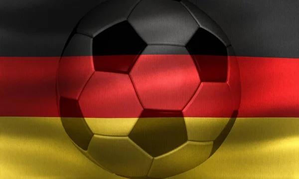 Σημαία Γερμανίας Μπάλα Ποδοσφαίρου Κινείται Στον Άνεμο — Φωτογραφία Αρχείου