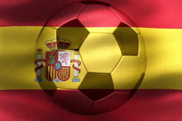 Флаг Испании Движущимся Ветру Футбольным Мячом — стоковое фото