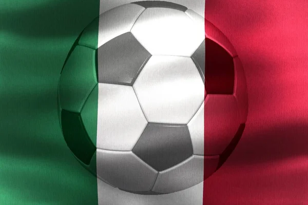 Rüzgarda hareket eden bir futbol topuyla İtalya bayrağı