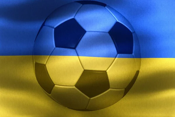 Ukraine Flag Soccer Ball Moving Wind — Stock Photo, Image