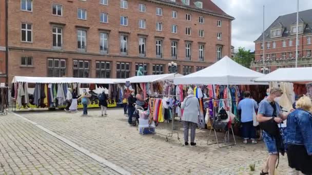 Mercado Tejidos Públicos Alemania Durante Pandemia Corona Con Todas Las — Vídeo de stock