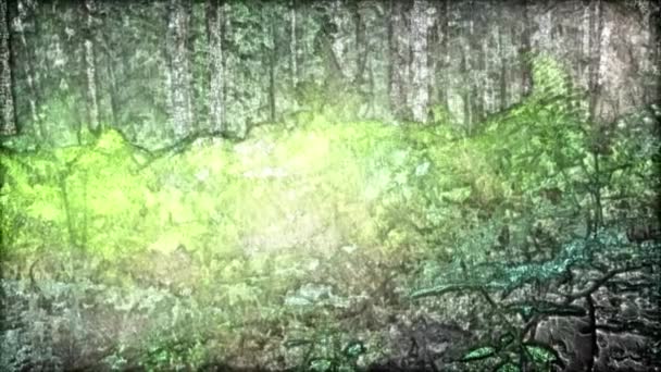 Kirlian Brilho Uma Bela Vista Para Uma Densa Floresta Verde — Vídeo de Stock