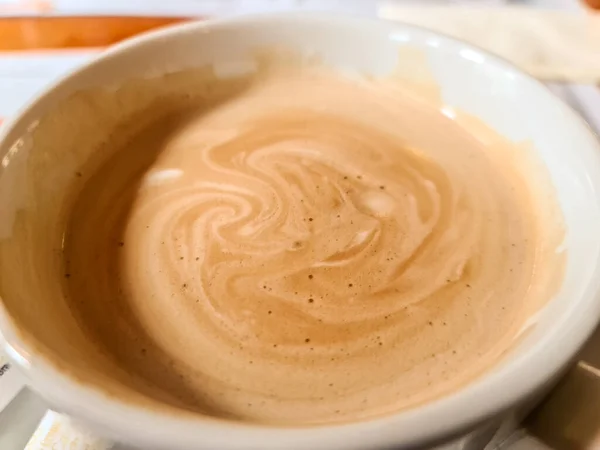 Vue Rapprochée Café Dans Une Tasse Blanche — Photo