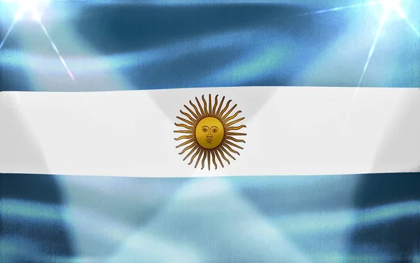 阿根廷国旗 现实的挥动面料国旗 — 图库照片