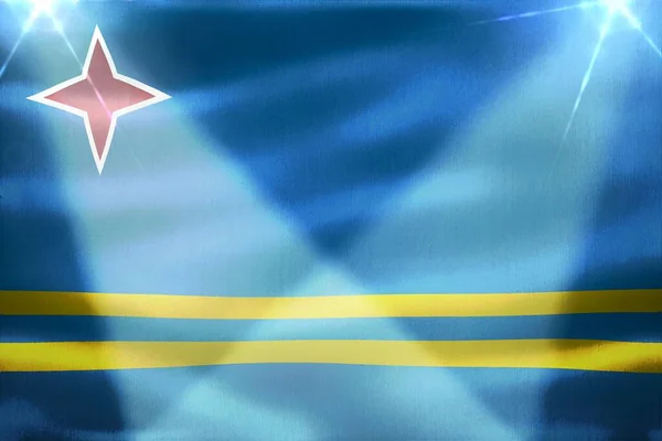 Aruba Flagga Realistisk Vinka Tyg Flagga — Stockfoto