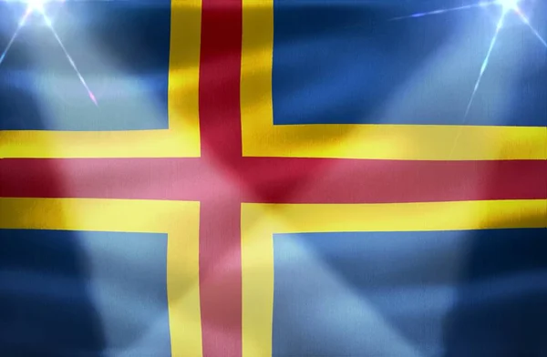 Flagga För Åland Realistisk Flagga För Vinkande Tyg — Stockfoto