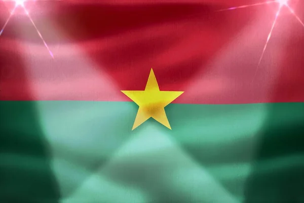 Burkina Faso Zászló Reális Hullámzó Szövet Zászló — Stock Fotó