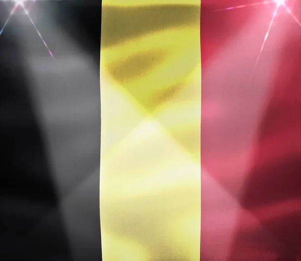 Belgische Flagge Realistisch Schwenkende Stofffahne — Stockfoto