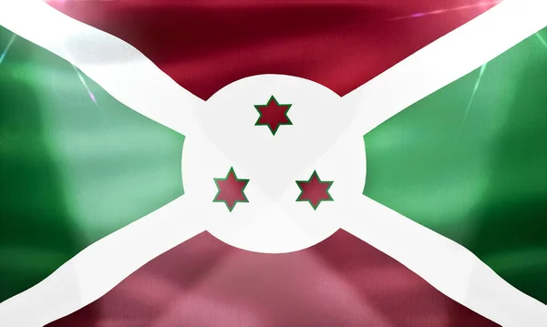 Burundská Vlajka Realistický Vlající Textilní Prapor — Stock fotografie
