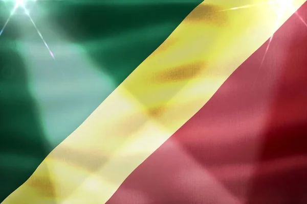 Flaga Republiki Konga Realistyczna Flaga Machająca Tkaniną — Zdjęcie stockowe