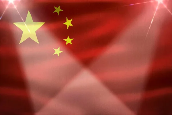 中国国旗 现实的挥动面料国旗 — 图库照片