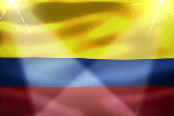 Colombia Flagga Realistisk Vinka Tyg Flagga — Stockfoto