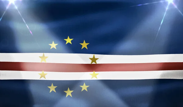 Cabo Verde Zászló Reális Hullámzó Szövet Zászló — Stock Fotó
