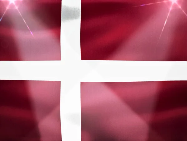 Bandeira Dinamarca Bandeira Tecido Ondulante Realista — Fotografia de Stock