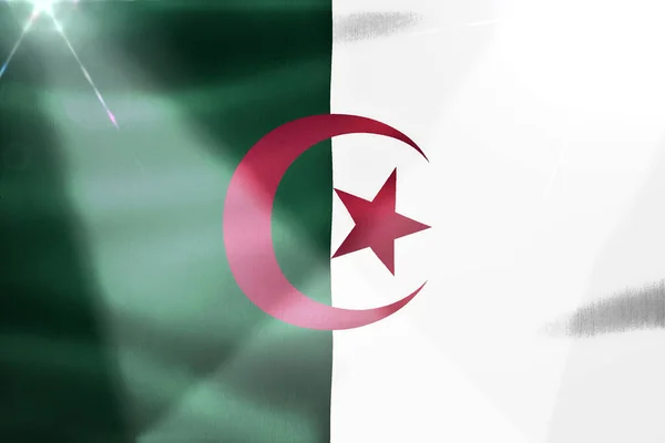 Bandeira Argélia Bandeira Tecido Ondulante Realista — Fotografia de Stock