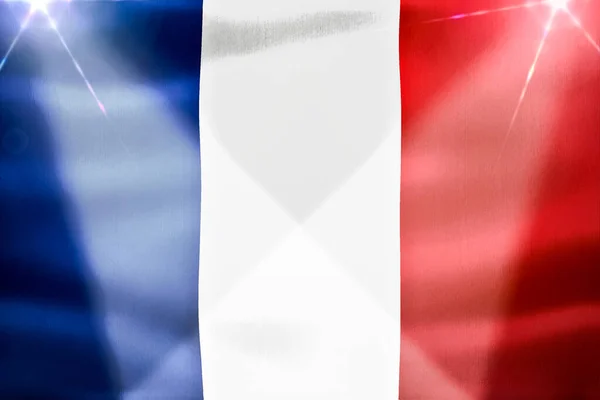Flaga Francji Realistyczna Flaga Falistej Tkaniny — Zdjęcie stockowe