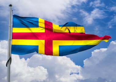 Aland Adaları bayrağı - gerçekçi kumaş bayrağı