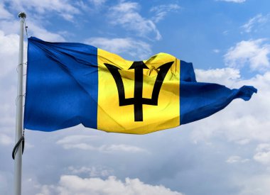 Barbados bayrağı - gerçekçi kumaş bayrağı