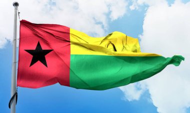 Gine-Bissau bayrağı - gerçekçi kumaş bayrağı sallıyor