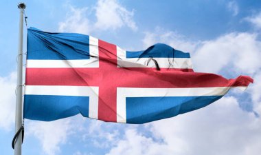 İzlanda bayrağı - gerçekçi kumaş bayrağı