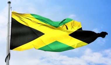 Jamaika bayrağı - gerçekçi kumaş bayrağı