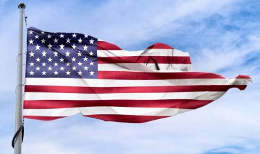 ABD bayrağının 3 boyutlu görüntüsü - gerçekçi kumaş bayrağı sallama.