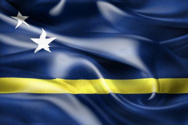 Curacao bayrağı - gerçekçi kumaş bayrağı