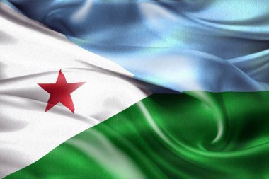 Cibuti bayrağı - gerçekçi kumaş bayrağı