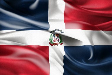 Dominik Cumhuriyeti bayrağı - gerçekçi kumaş bayrağı sallıyor