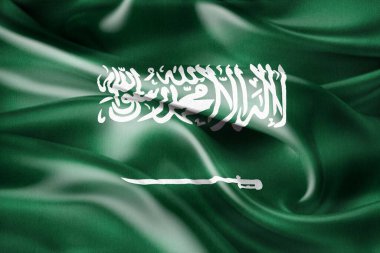 Suudi Arabistan bayrağı - gerçekçi kumaş bayrağı sallıyor