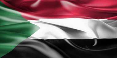Sudan bayrağı - gerçekçi kumaş bayrağı