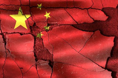 Kırık zeminde Çin bayrağı Krizi ve kırılganlığı simgeliyor