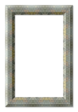 Şeffaf arkaplan ile mozaik altıgen deseni gösteren boş çerçeve