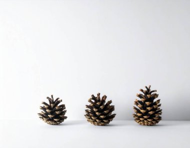 Büyümeyi, gelişmeyi ve kademeli bir ilerlemeyi temsil eden üç çam kozalağı üst üste dizilmiştir.