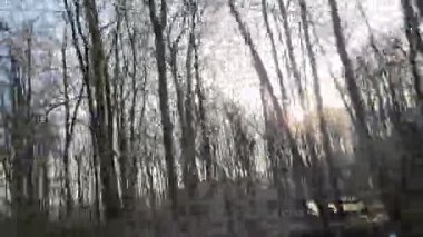 Uzak bir kırsal alanda kaygan ve karlı bir yolda araba sürerken ilk kişi görüntüsü