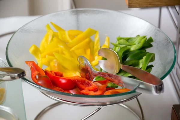 stock image colorful sweet pepper in a glass bowl