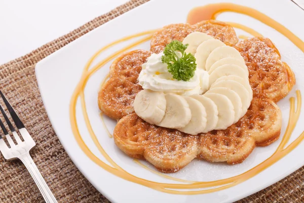 Banana waffle — Stock Photo, Image