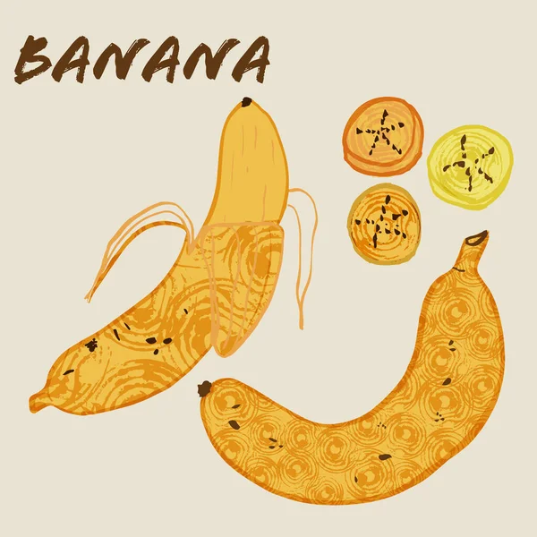 Векторная иллюстрация бананов. Цветной текстурированный современный дизайн. — стоковый вектор