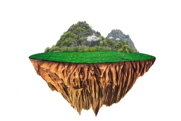 Στρογγυλή Διατομή Εδάφους Και Πράσινο Γρασίδι Φαντασία Πλωτό Νησί Φυσικό — Φωτογραφία Αρχείου