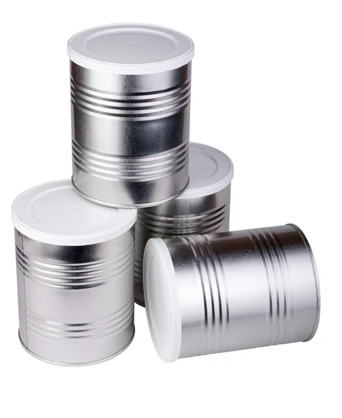 Four metal cans. — Stock Photo, Image