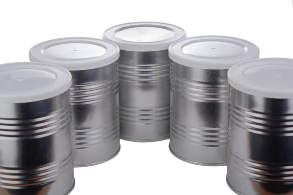 Five metal cans. — Stock Photo, Image