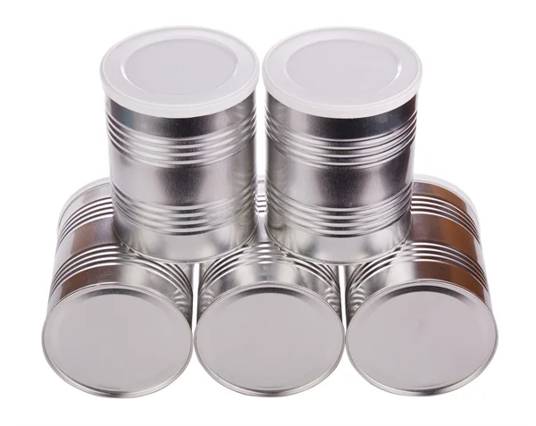 Five metal cans. — Stock Photo, Image