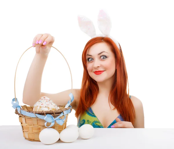 Adorable girl wearing bunny ears on Easter day — Stock Photo, Image